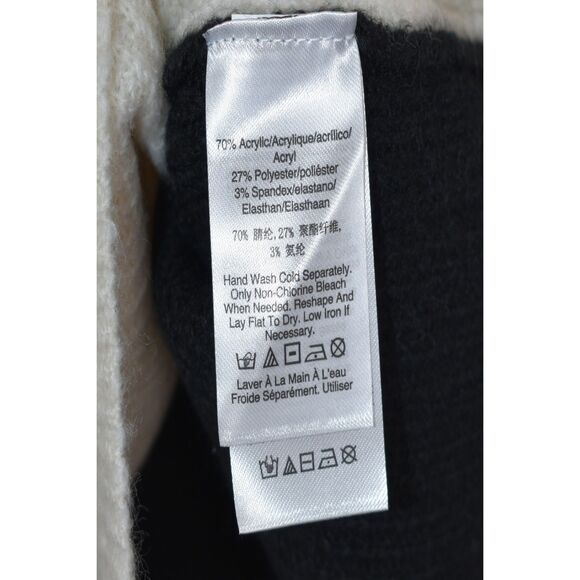 DKNY Colorblock Funnel Neck Sweater Black & Tan Fuzzy Vented Sleeves Size Medium - Picture 6 of 9